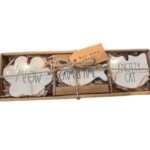 Rae Dunn by Magenta 3 Meow Catmas Time Knotty Cat Holiday Christmas Ornaments